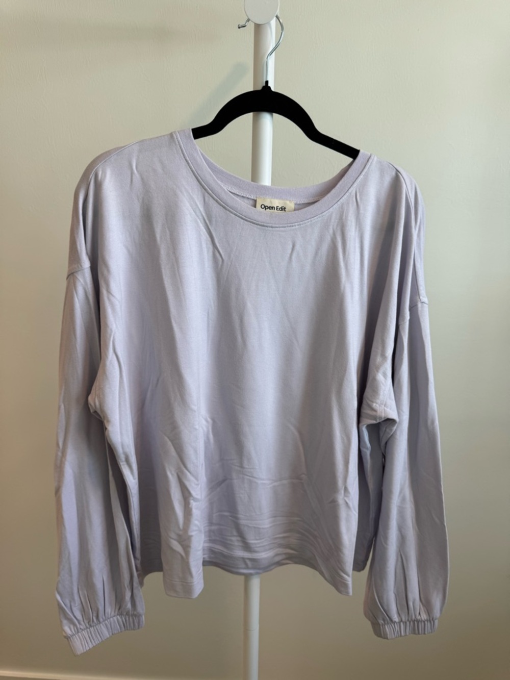 Open Edit Women’s Lavender Long-Sleeve Crewneck Top- size L